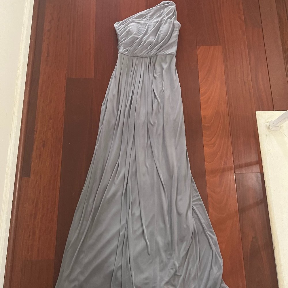 Davids Bridal Gray Long Bridesmaid Dress